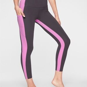 Athleta Yin 7/8 tight in Spring Night/Violet Blush small